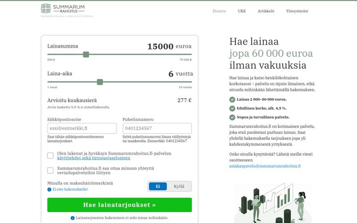 Screenshot von summarumrahoitus.fi