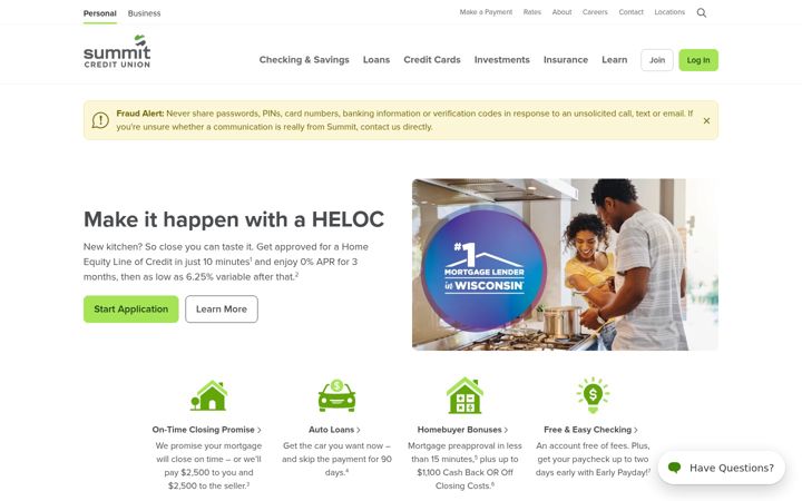 Screenshot of summitcreditunion.com