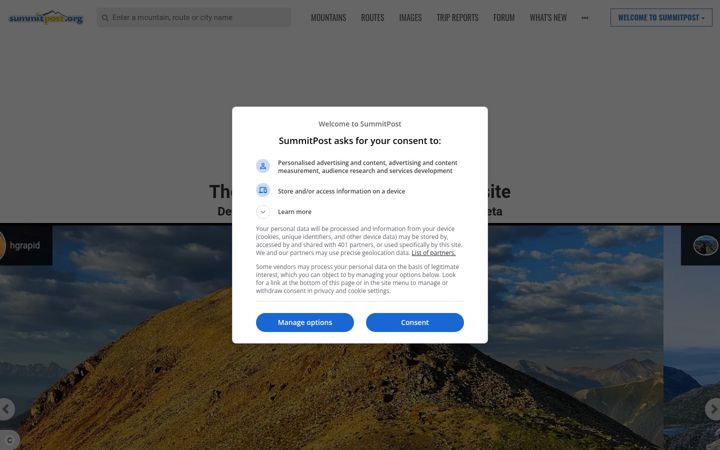 Screenshot von summitpost.org