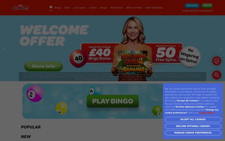 Screenshot of sunbingo.co.uk