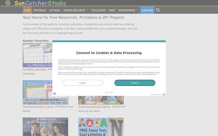 Screenshot of suncatcherstudio.com
