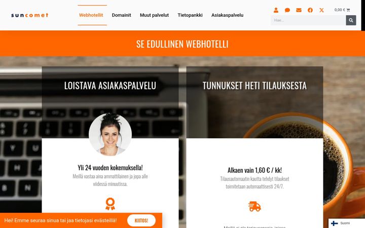 Ekraanipilt saidist suncomet.fi