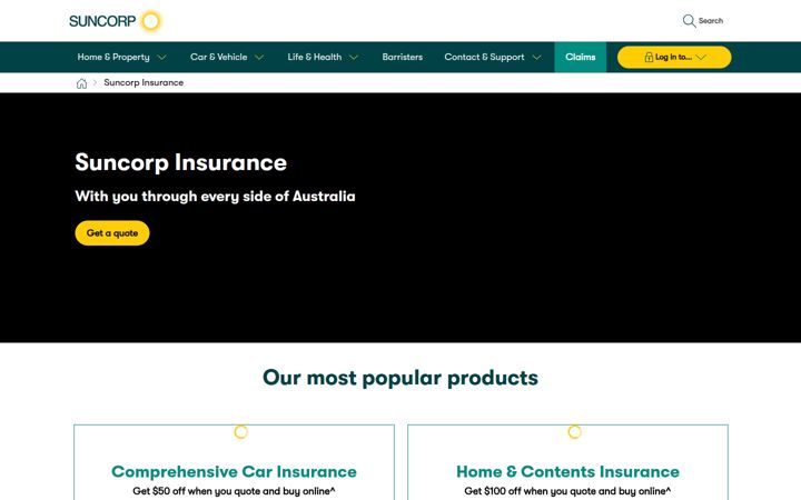 Screenshot of suncorp.com.au
