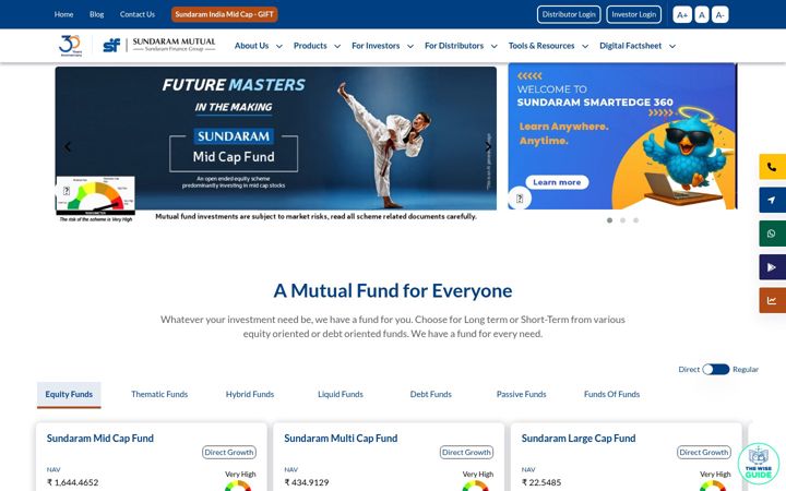 Screenshot of sundarammutual.com