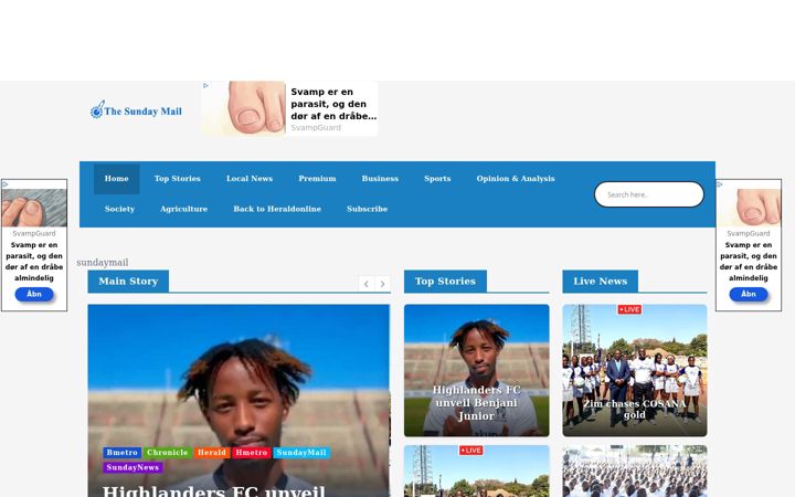 Screenshot of sundaymail.co.zw