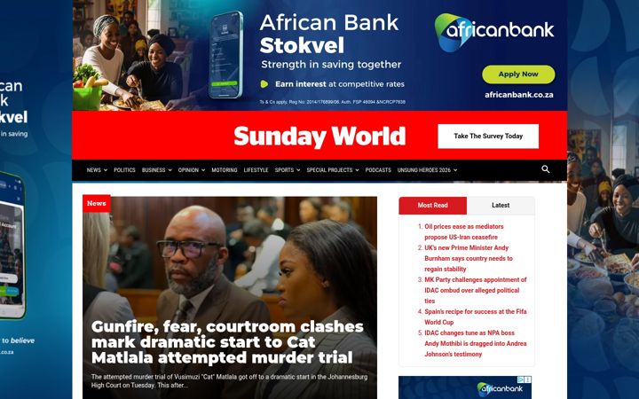 Screenshot of sundayworld.co.za