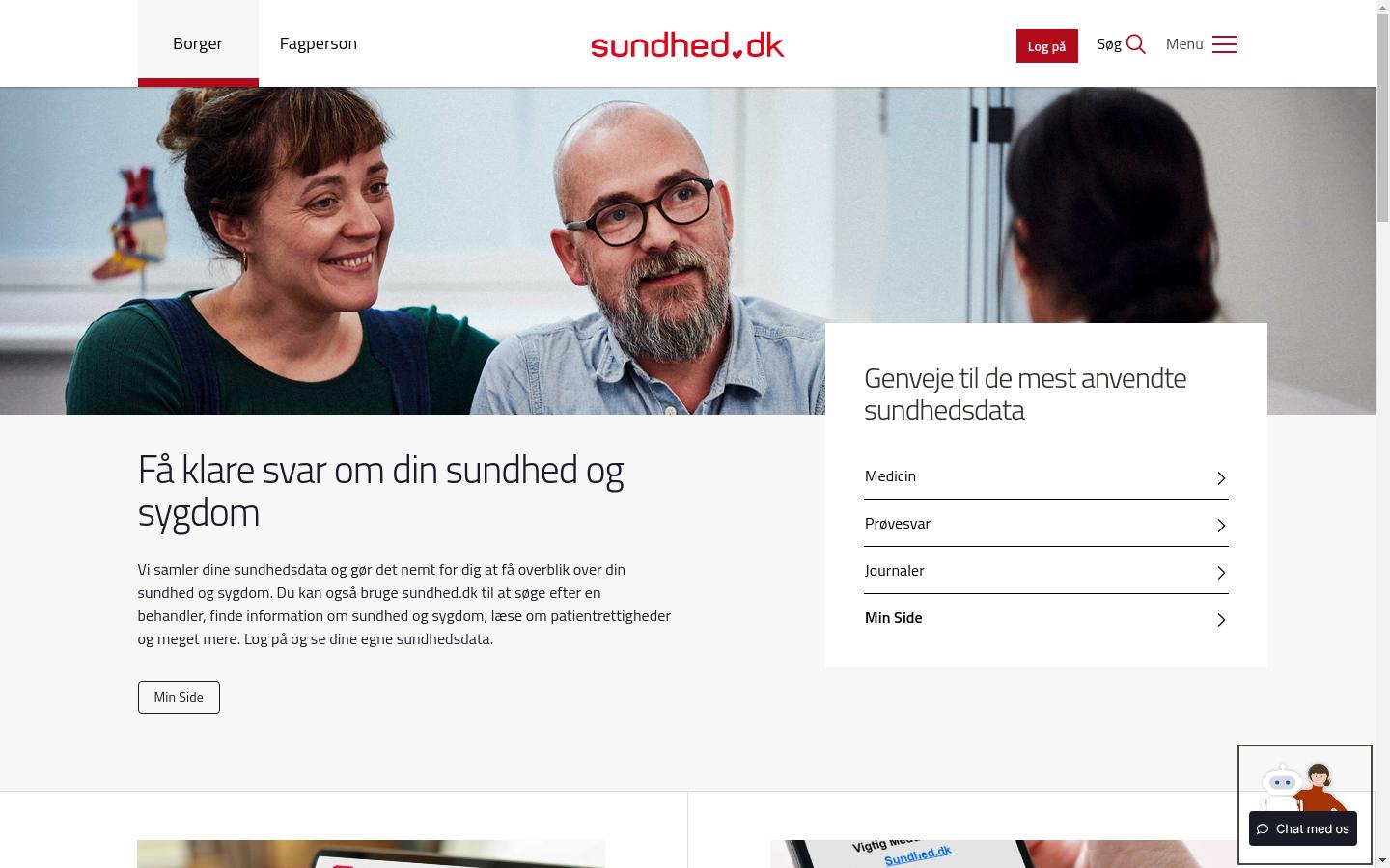 Screenshot of sundhed.dk