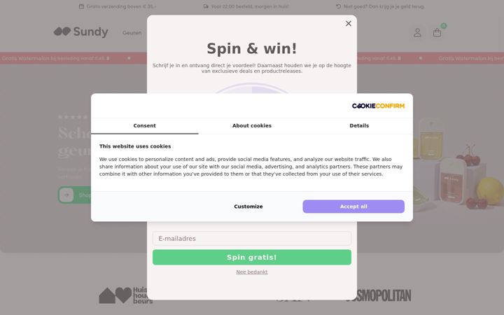 Snímek obrazovky sundy.nl