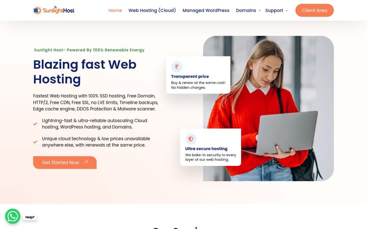 Screenshot of sunlighthost.com