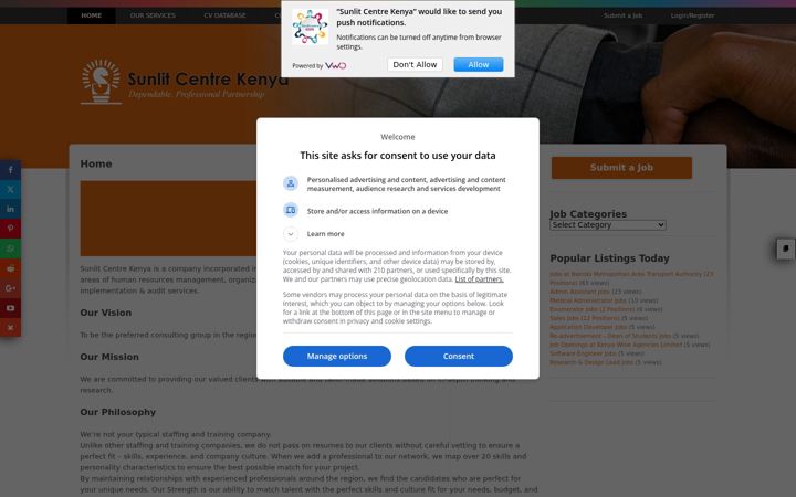 Screenshot of sunlitcentrekenya.co.ke