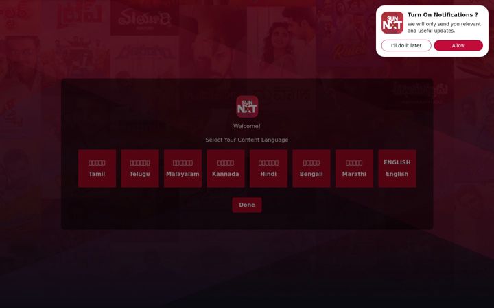 Captura de pantalla de sunnxt.com