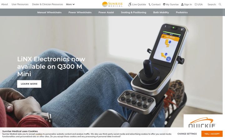Zrzut ekranu sunrisemedical.com