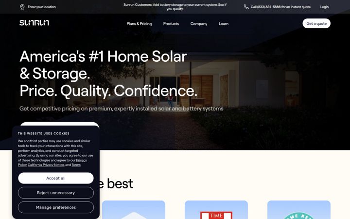 Screenshot of sunrun.com