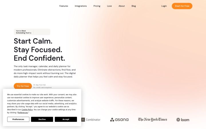 Screenshot of sunsama.com