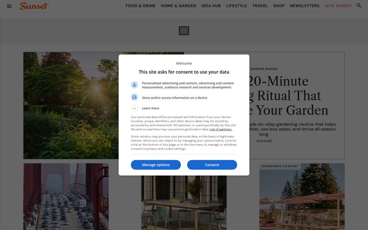 Ekrānuzņēmums no sunset.com