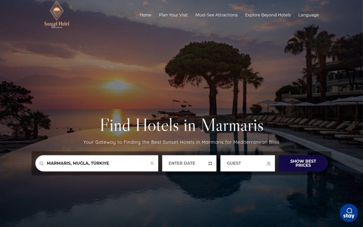 Screenshot of sunsethotelmarmaris.com