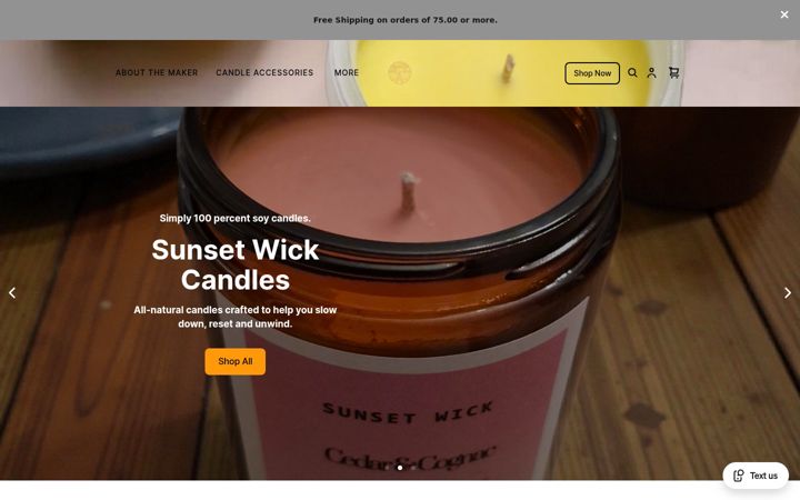 Skjámynd af sunsetwickcandles.com