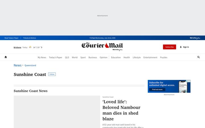 Screenshot stránky sunshinecoastdaily.com.au