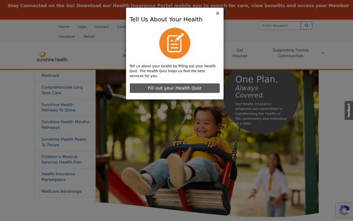 Screenshot of sunshinehealth.com