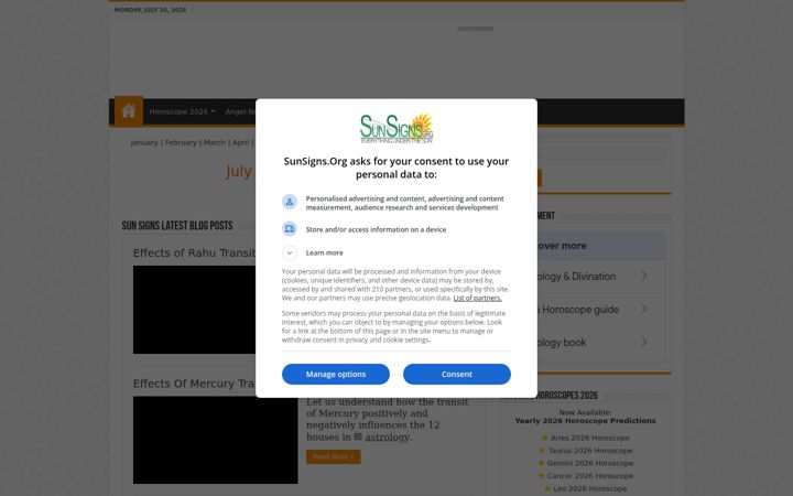 Screenshot of sunsigns.org