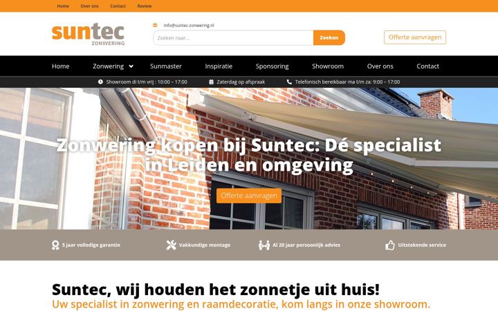 Capture d'écran de suntec-zonwering.nl