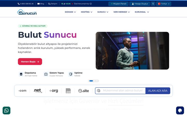 Kuvakaappaus sivustosta sunucun.com.tr