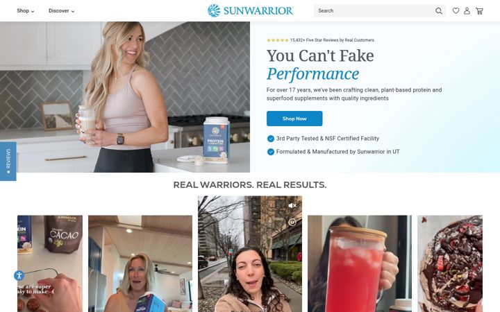 Posnetek zaslona sunwarrior.com