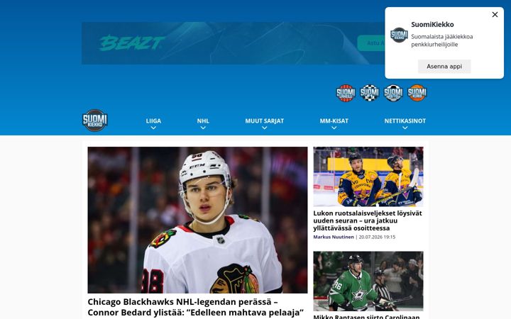 Screenshot of suomikiekko.com