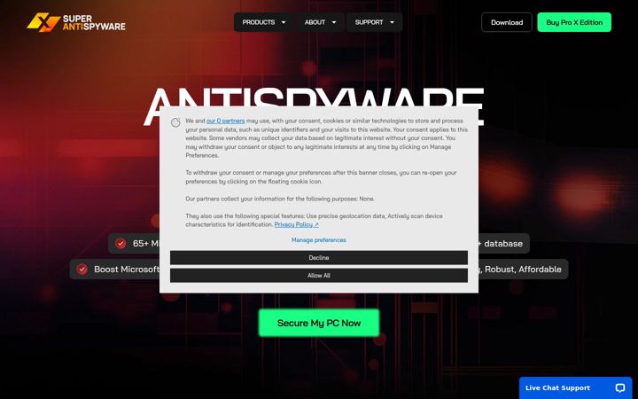 Screenshot von superantispyware.com