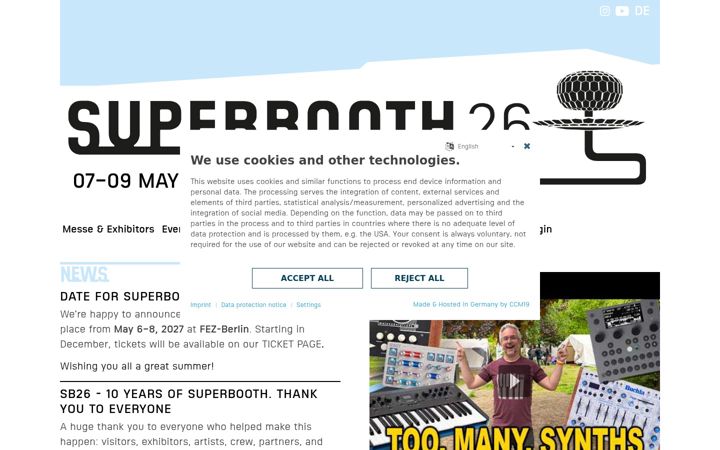Screenshot of superbooth.com