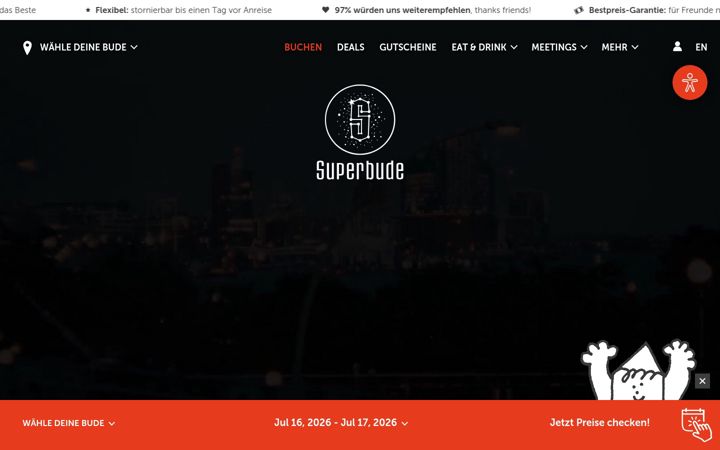 Screenshot van superbude.com