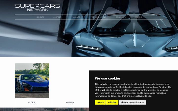 Capture d'écran de supercarsnetwork.com