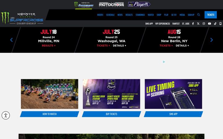 Screenshot of supercrosslive.com
