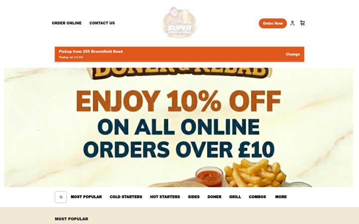 Skärmbild av superdonerandkebab.com