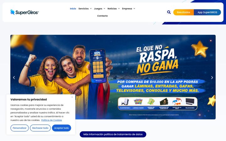 Screenshot of supergirosnortedelvalle.com