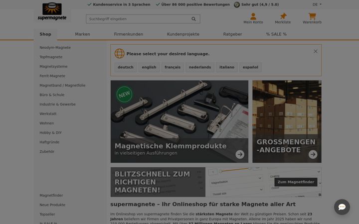 Screenshot of supermagnete.de