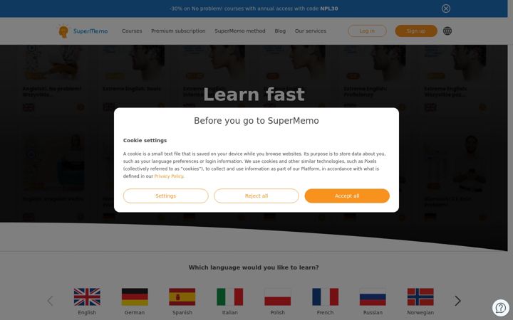Screenshot of supermemo.com