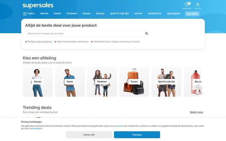 Screenshot of supersales.nl