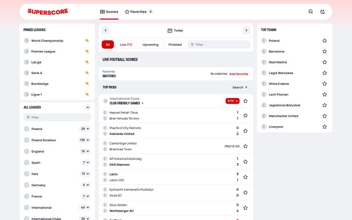 Screenshot of superscore.live
