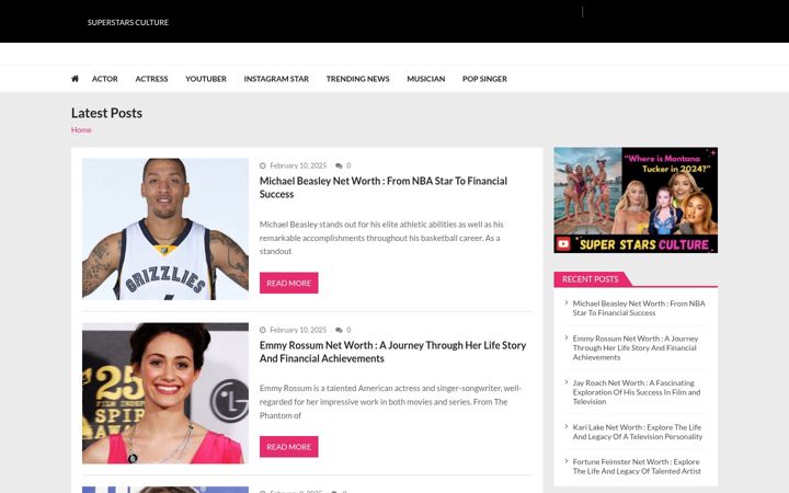 Screenshot of superstarsculture.com