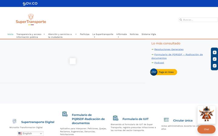Screenshot of supertransporte.gov.co