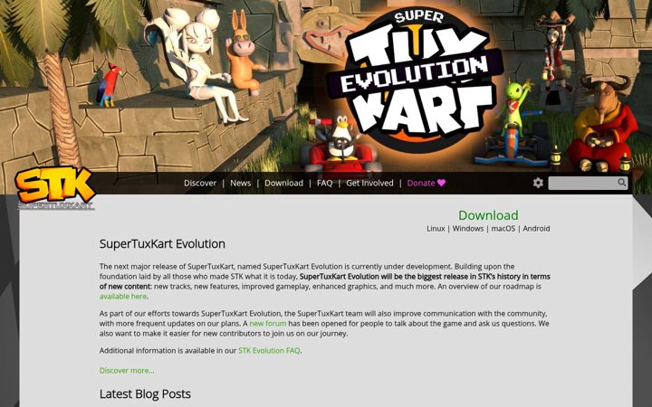 Screenshot of supertuxkart.net