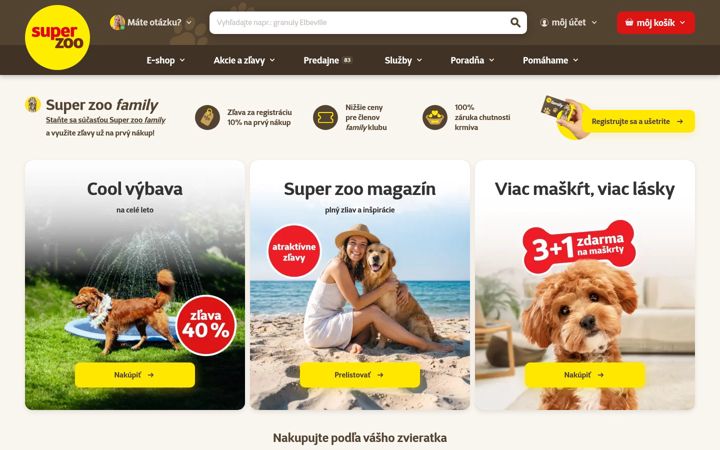 Screenshot ta' superzoo.sk
