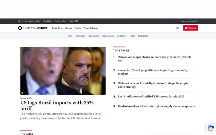 Captura de ecrã de supplychaindive.com