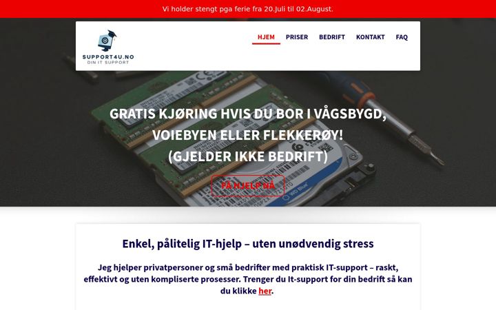 Screenshot of support4u.no