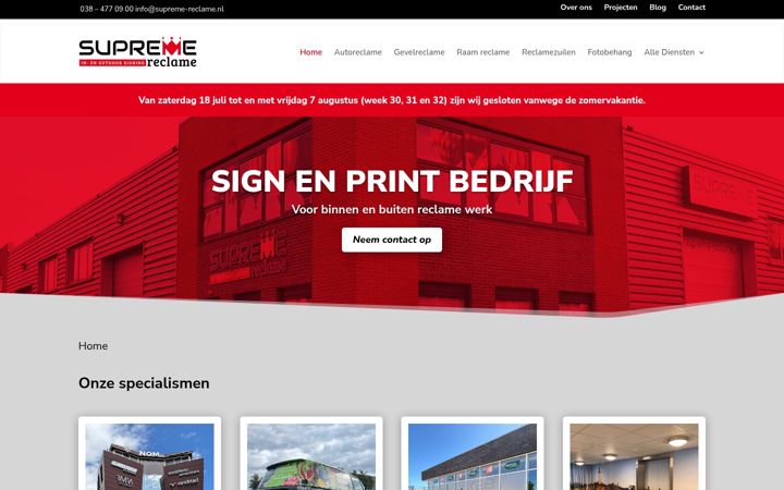 Ekrānuzņēmums no supreme-reclame.nl
