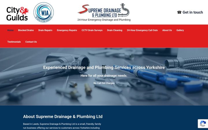 Kuvakaappaus sivustosta supremedrainageltd.co.uk