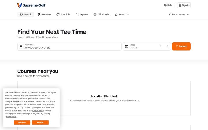 Screenshot of supremegolf.com