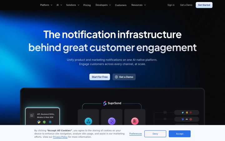 Screenshot of suprsend.com