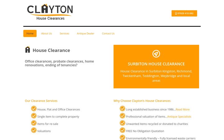 Screenshot ta' surbitonhouseclearances.co.uk